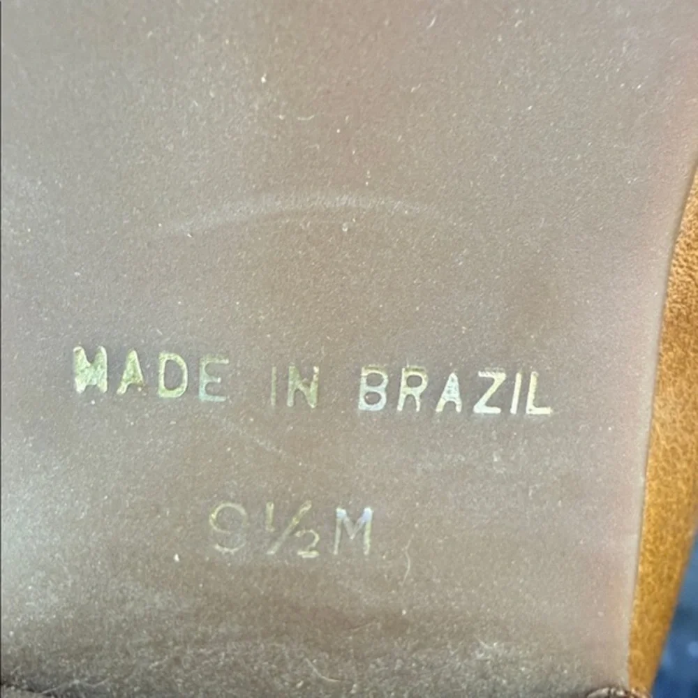 Vintage Made in Brazil Distressed Block Heel Leather Shoes 9.5M‎